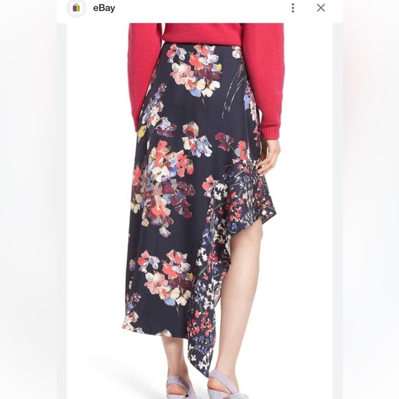 Lewit Dresses & Skirts - LEWIT Silk Asymmetrical Floral Skirt